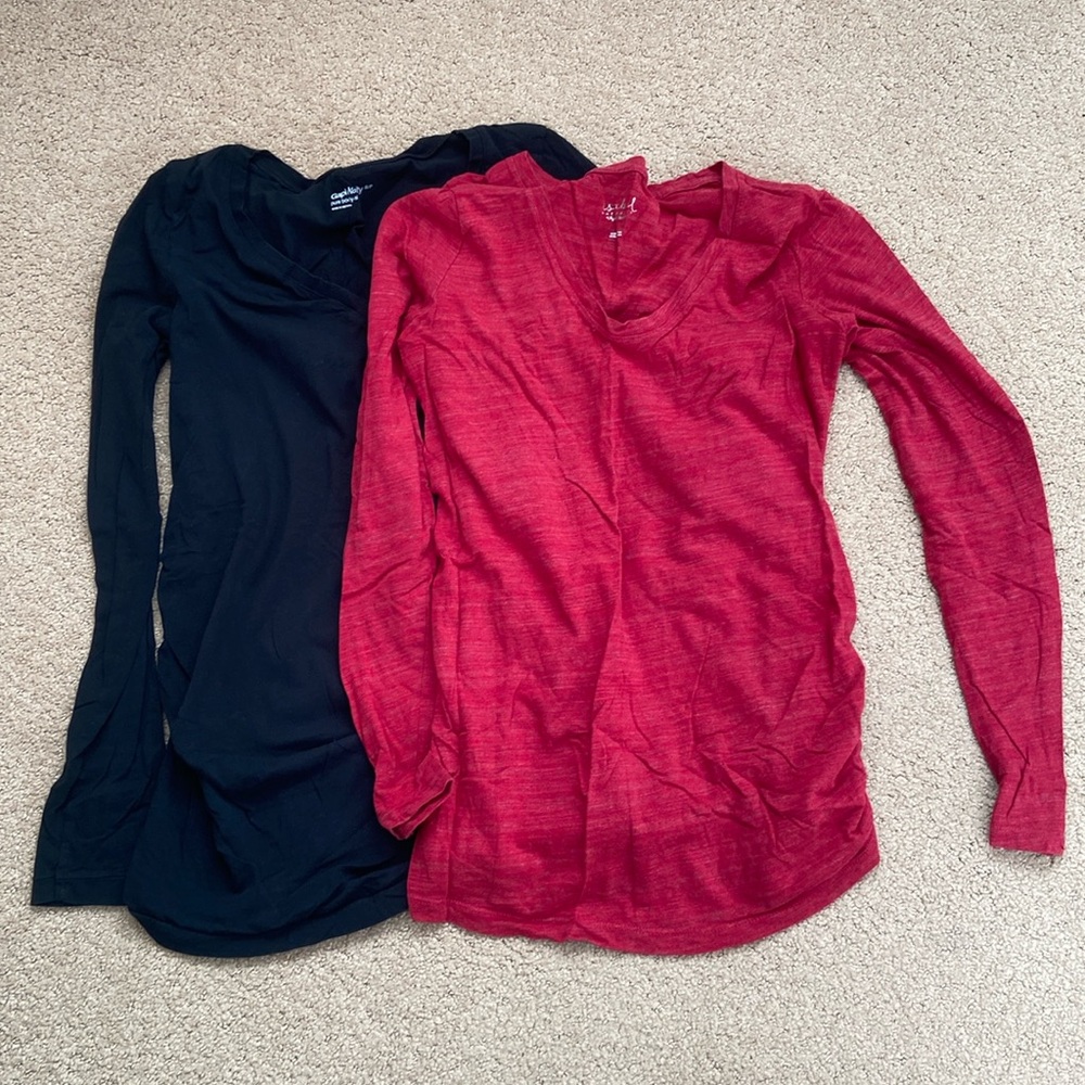2 long sleeve maternity tops